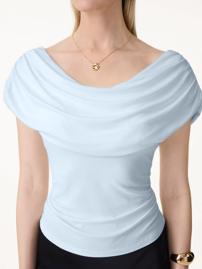 OGLmove UltraSoft SkinKiss Draped U-Neck Ruched Bra Top Sky Glass XS