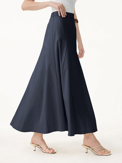 OGLmove Wrinkle-Resistant Linen Blend Maxi Flare Skirt