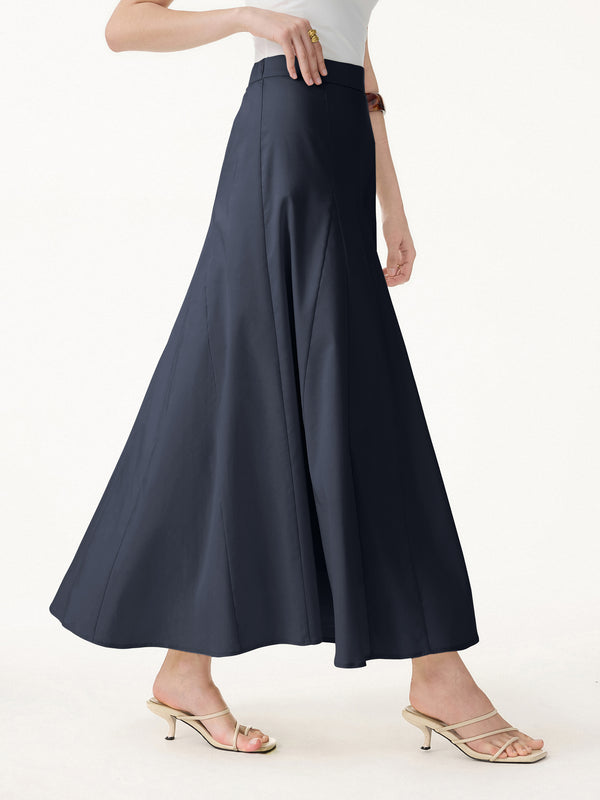 OGLmove Wrinkle-Resistant Linen Blend Maxi Flare Skirt