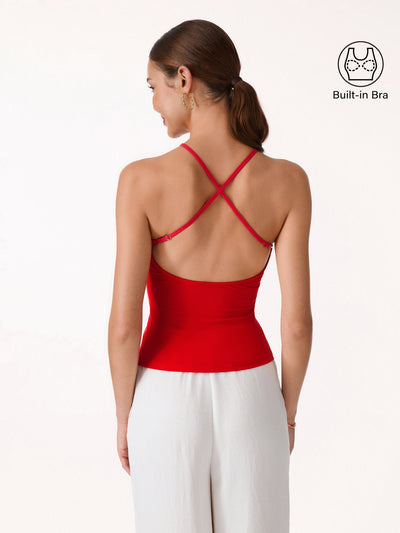 SkinKiss Round Neck Cross-Back Bra Top