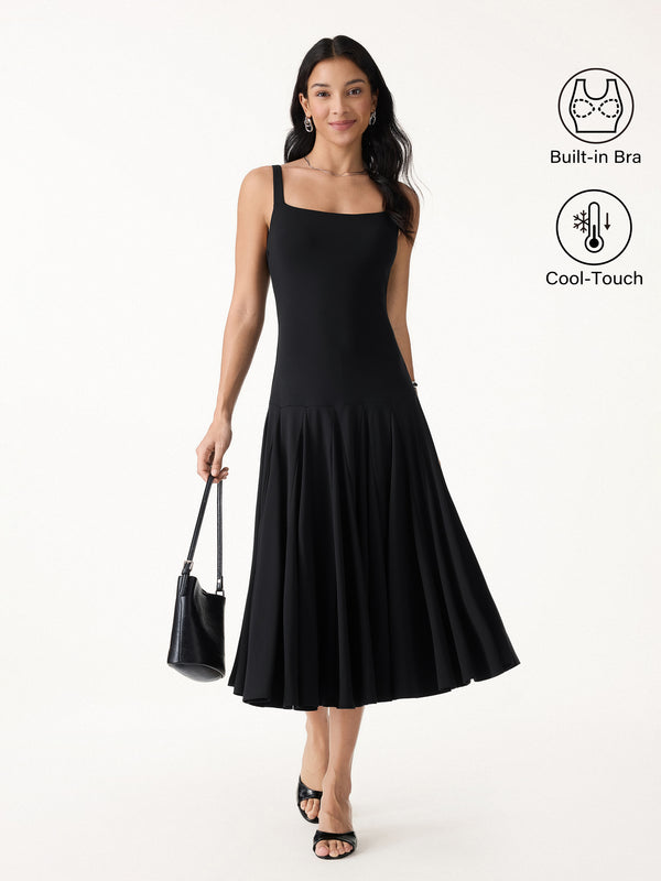 Casual Slim Fit Light Pink/XS Midi Dresses Sleeveless Square Neck Women Dresses OGLmove
