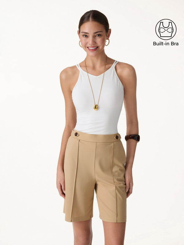 OGLmove CoolTouch V-Neck Spaghetti Bra Tank White XS