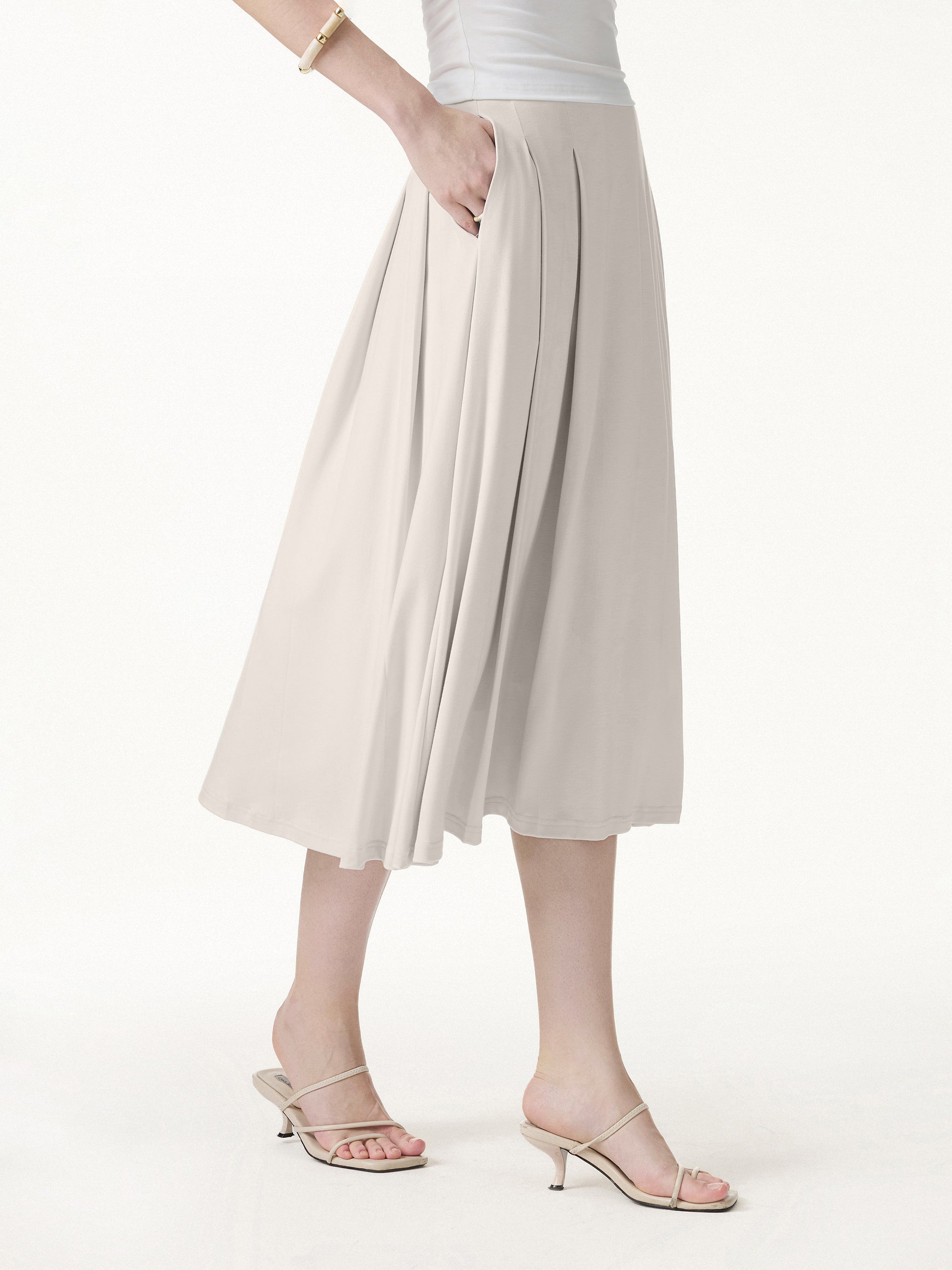 CoolTouch Circle Flare Midi Skirt Pockets