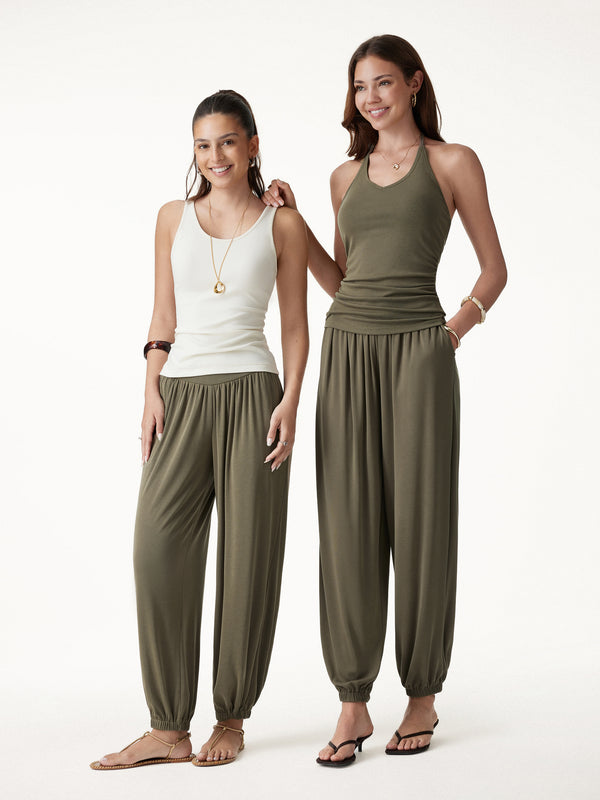 OGLmove Sandwashed Modal Ultra-Soft High Rise Balloon Pants with Pockets