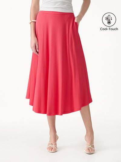 OGLmove CoolTouch Midi Circle Flare Skirt with Pockets Teaberry Red XS