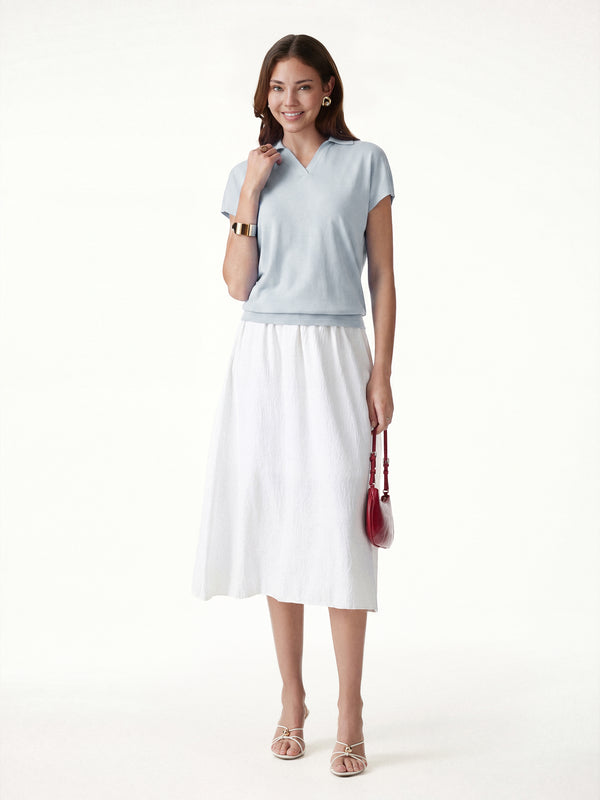 OGLmove Sandwashed Modal Polo Neck Cap Sleeve Top