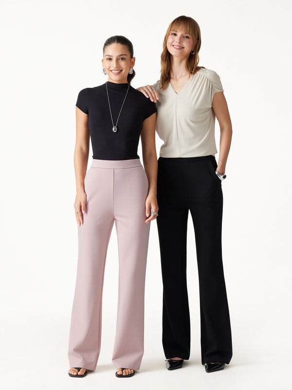 OGLmove Ponte High-Rise Slim Flared Pants with Pockets