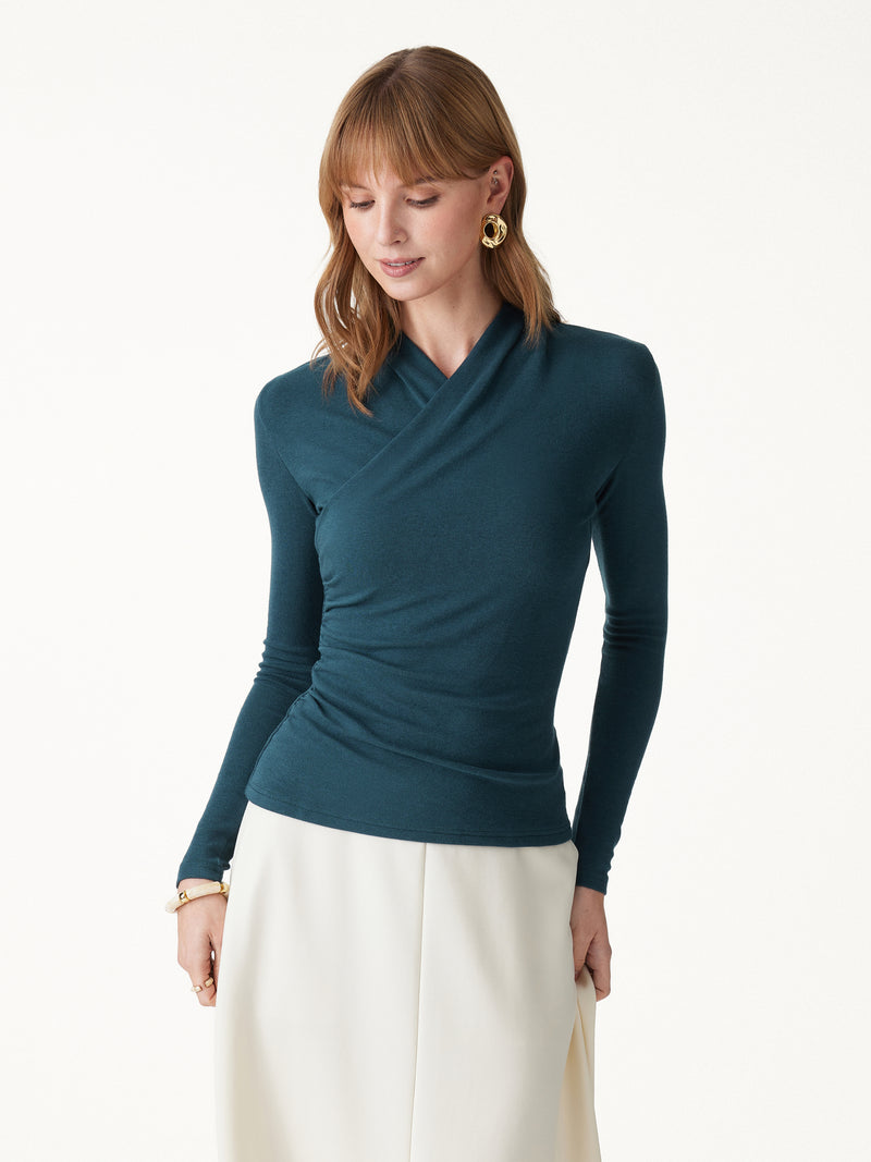 OGLmove Eco-Mousse® Long Sleeve Ruched Top Forest Night XXS