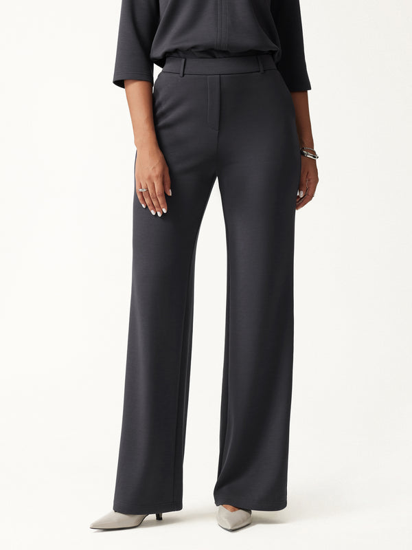 TravelEase Lyocell Spacer High-Rise Wide Leg Pants with Pockets