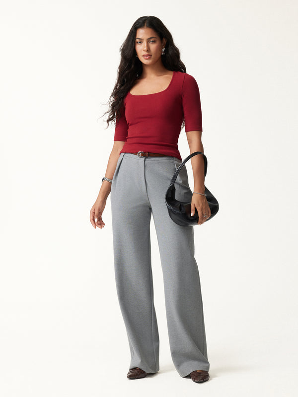 OGLmove Essential Square Neck Elbow Length Sleeve Bra Top