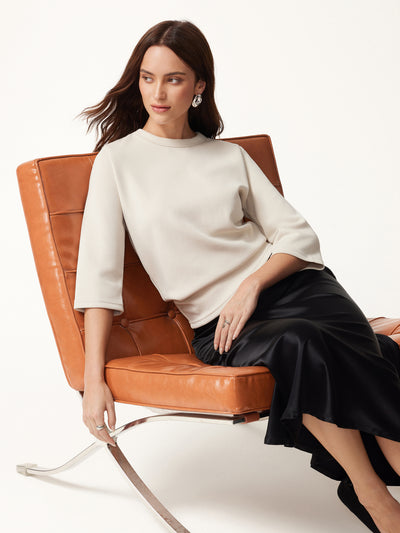 OGLmove Sandwashed Spacer Crewneck 3/4 Sleeve Top