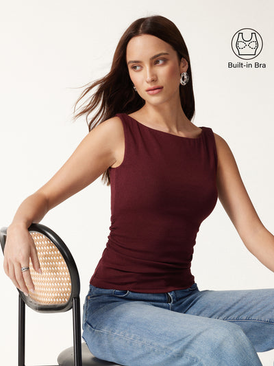 OGLmove Boat Neck Bra Tank Top Ruby XXS