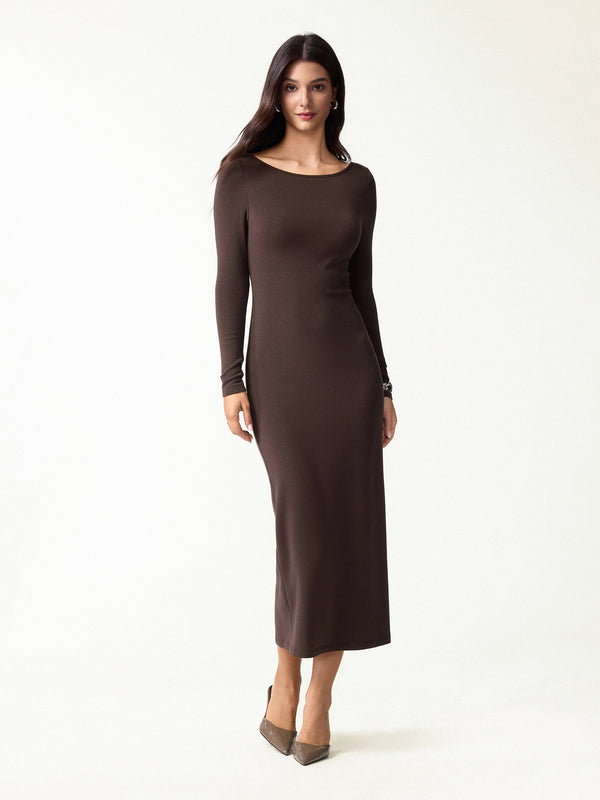 OGLmove Eco-Mousse® Boatneck Open-Back Midi Bra Dress