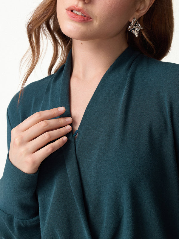 OGLmove Eco-Mousse® Surplice Long Sleeve Banded Hem Top