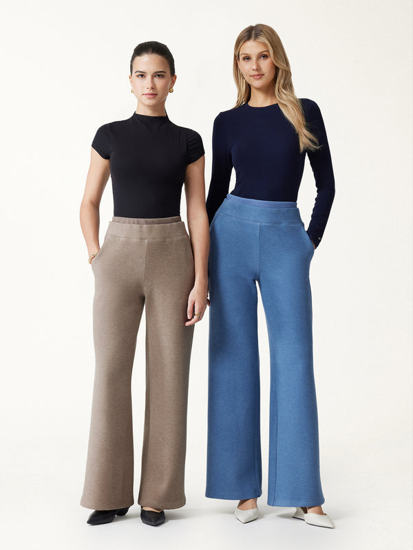 OGLmove Double Waistband Straight Leg Pants with Pockets