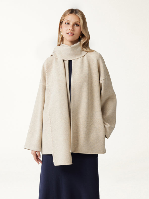 OGLmove FuzzLuxe Scarf Collar Convertible Coat with Pockets For KOL Heather Morganite XXS