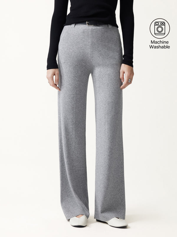 OGLmove Merino Blend Mid Rise Straight-Leg Pants with Pockets Heather Grey XS