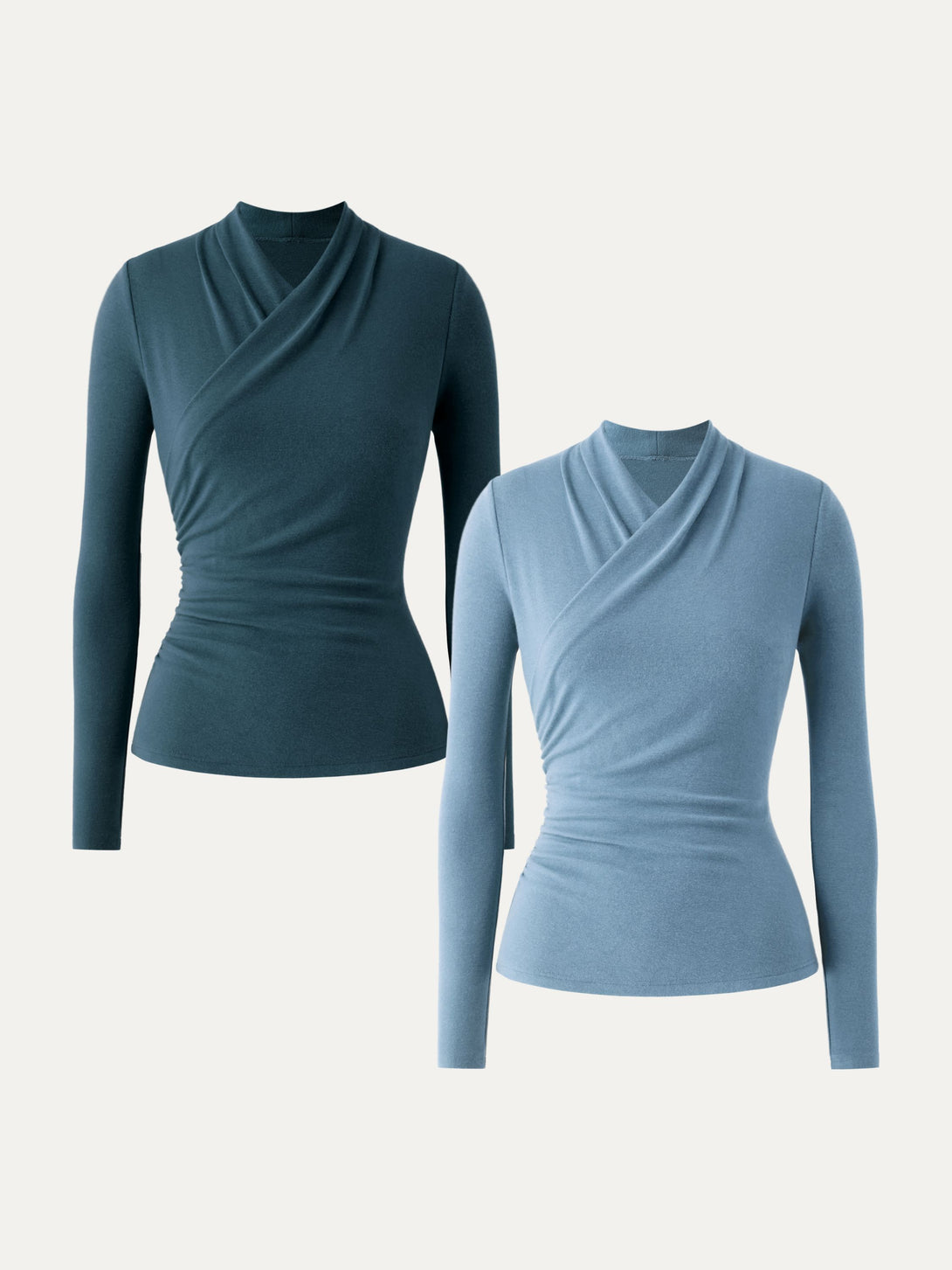 2Pcs Set Surplice Long Sleeve Top