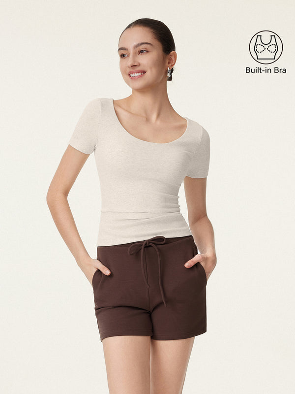 OGLmove Scoop Neck Cotton New Airy Bra Top Gardenia XS