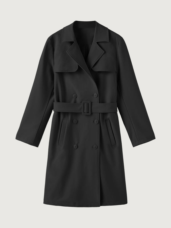 Waterproof Double-Breasted Trench Coat With Belt
