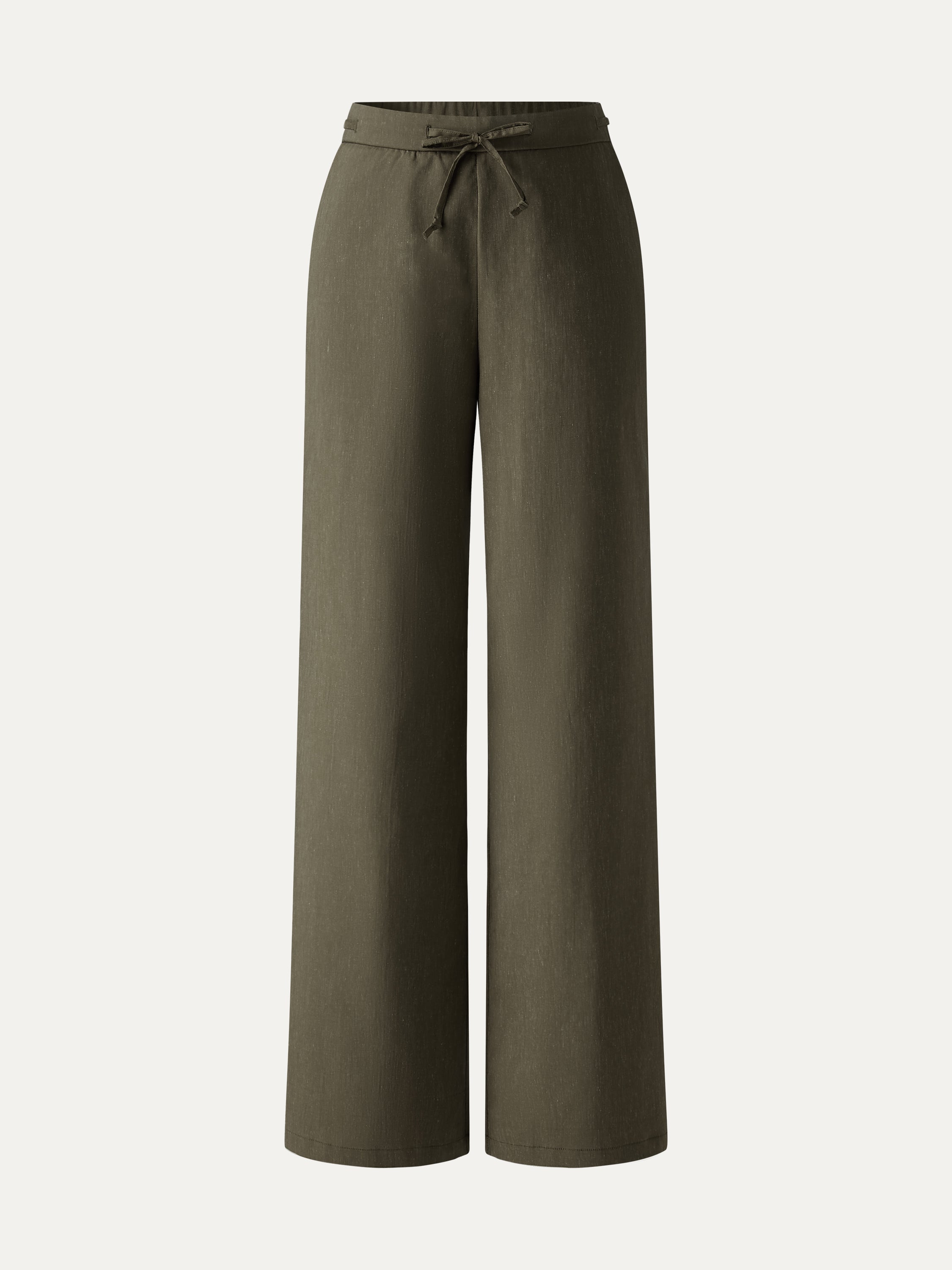 OGL Wrinkle-Resistant Linen Drawstring Wide Leg Pants with Pockets