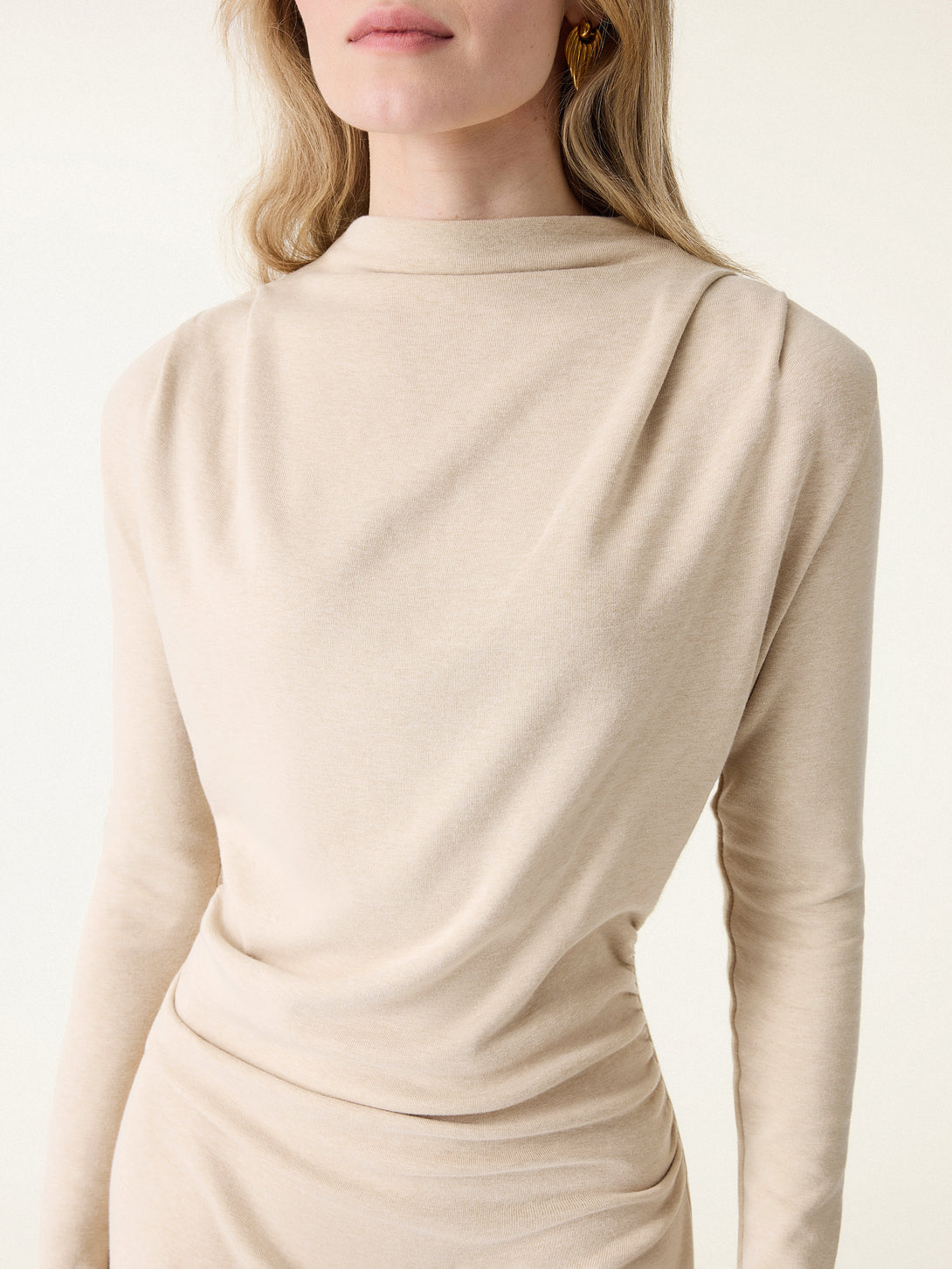 ProWarm Ruched Mockneck Fit-and-Flare Midi Dress