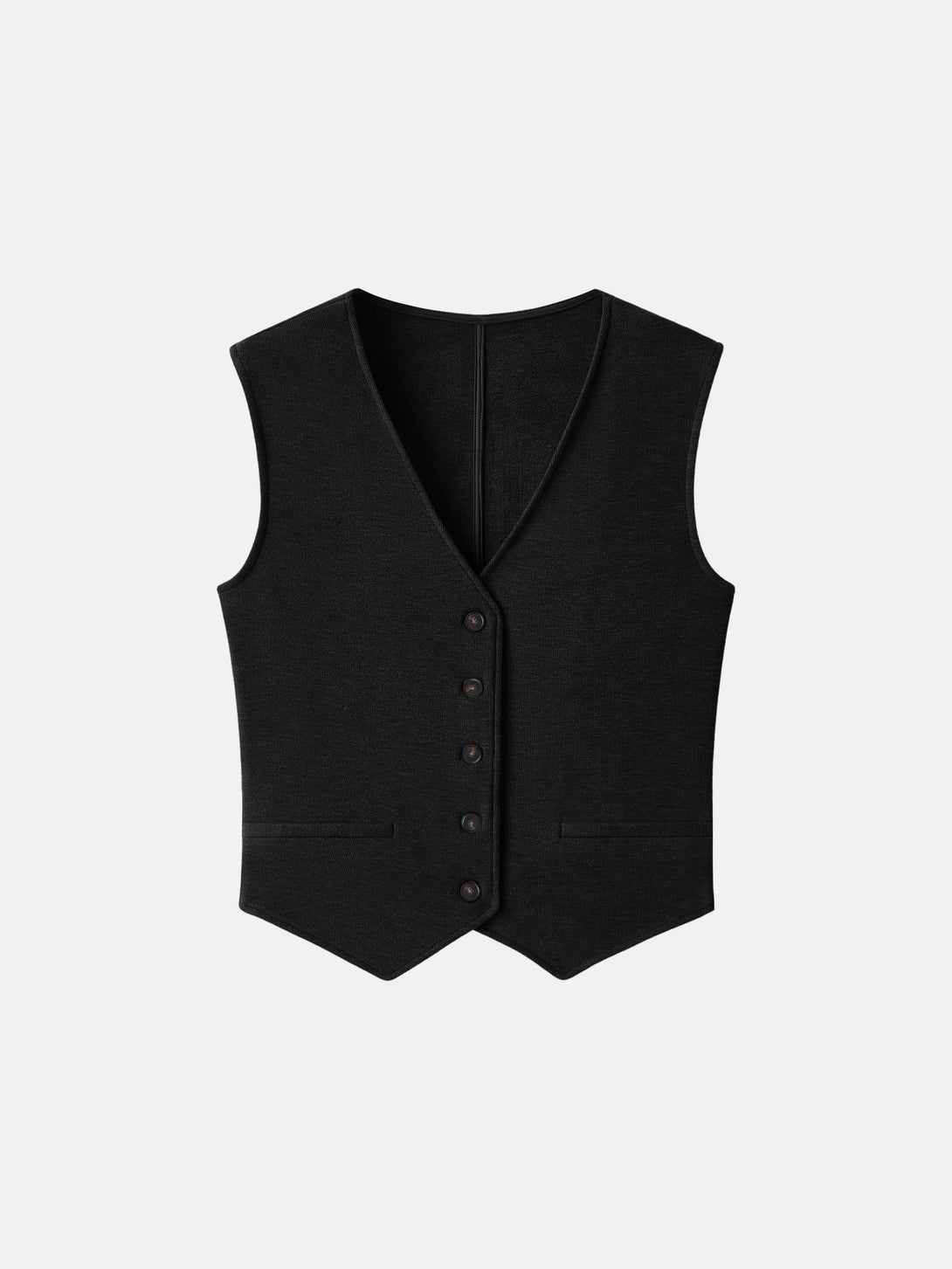 Brushed Warm V-neck Button Front Vest Black XS