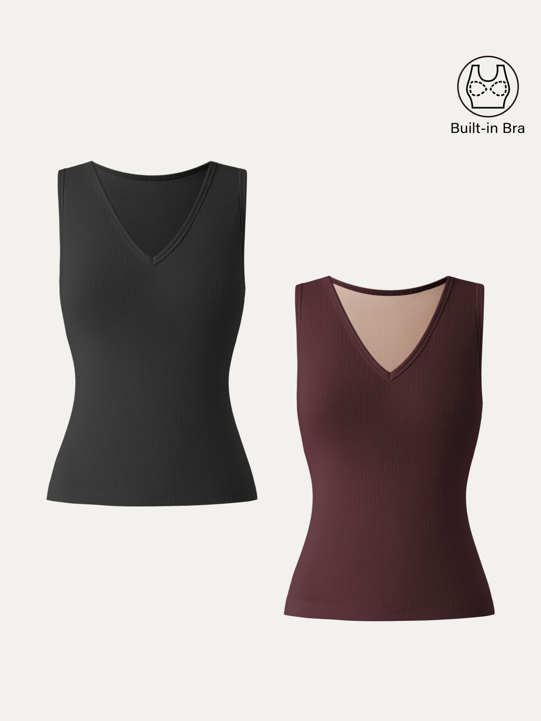 Stretch Cotton Pointelle V-neck Sleeveless Brami Tank Black/Wine XS