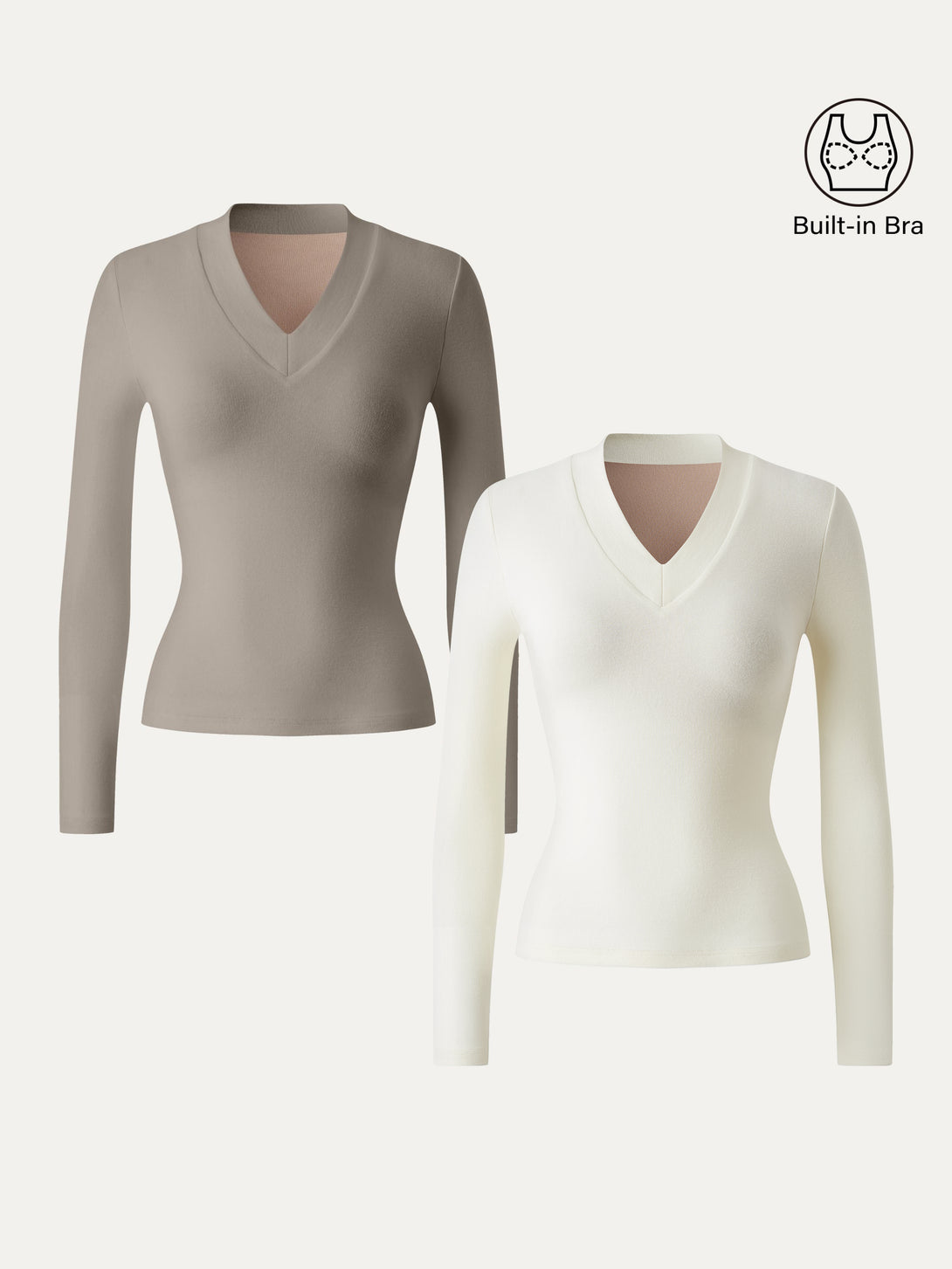 Essential V-neck Wide Binding Slimming Brami Top Off White/Natural Calico XS