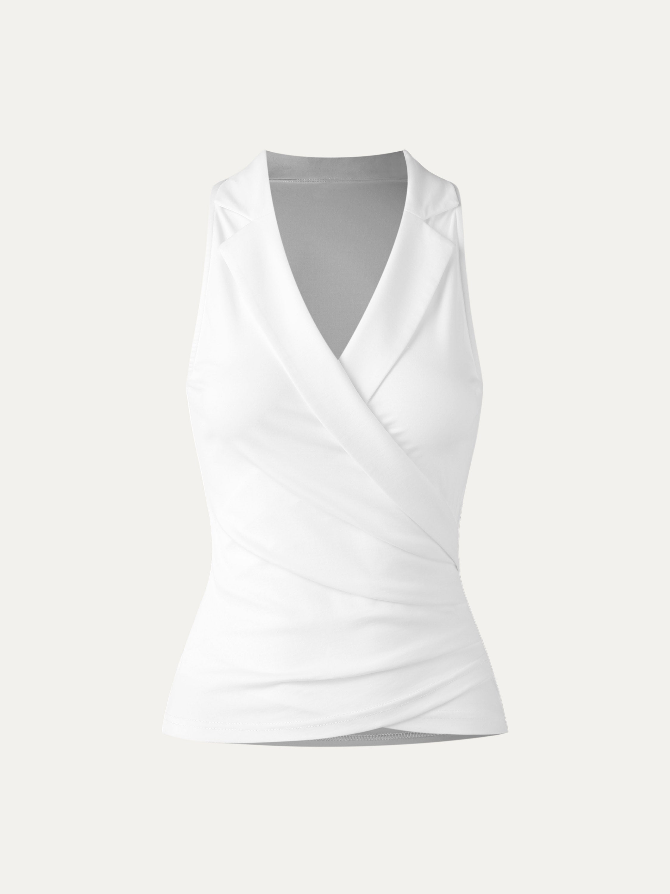 Collared Surplice Tank - Black