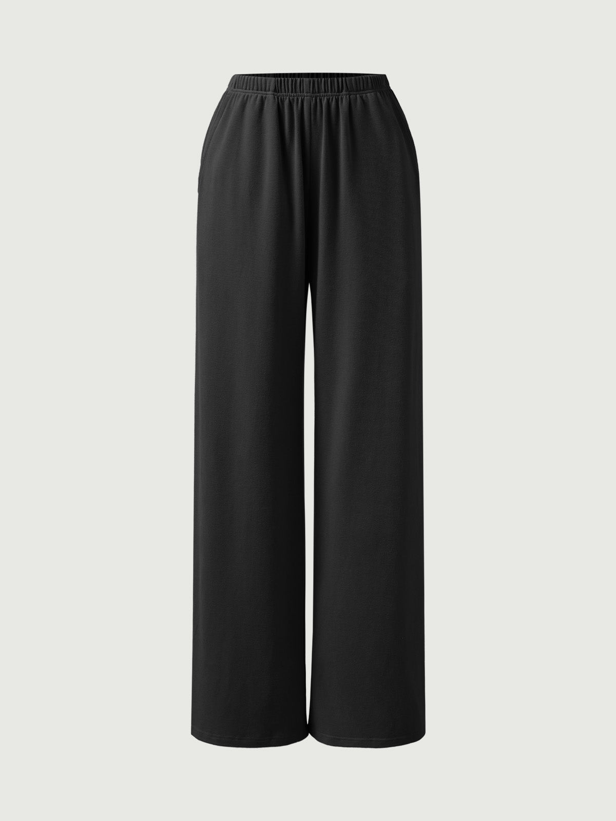 Elastic Waist Tappered Wide Leg Pants - Griege