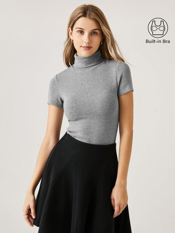 Turtleneck Short Sleeve Brami Top