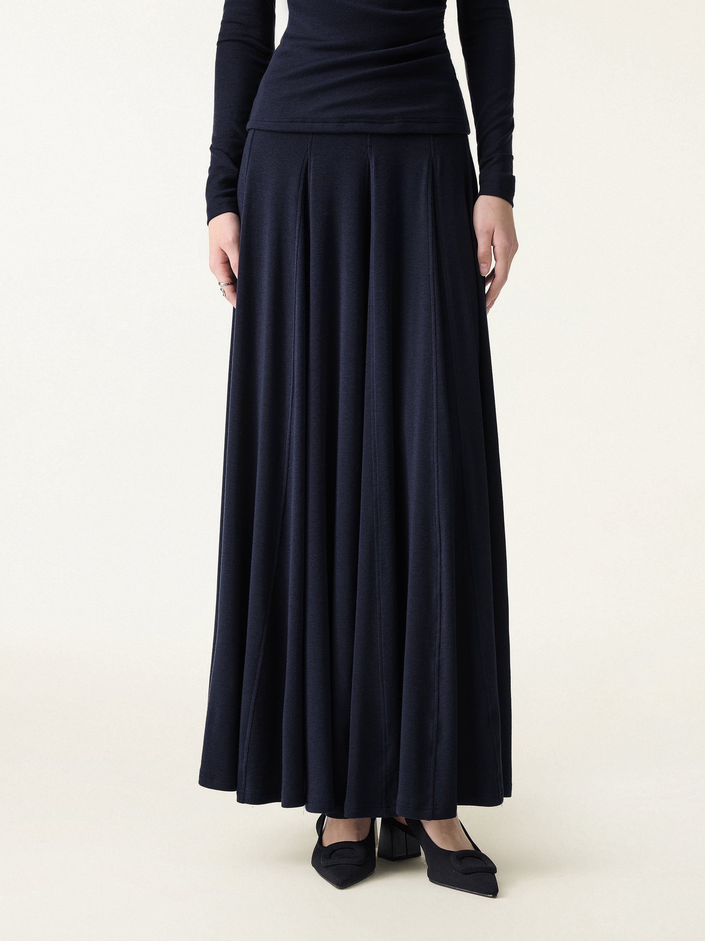 OGL Lyocell Wool Godet Hem Pull-on Maxi Skirt – OGLmove