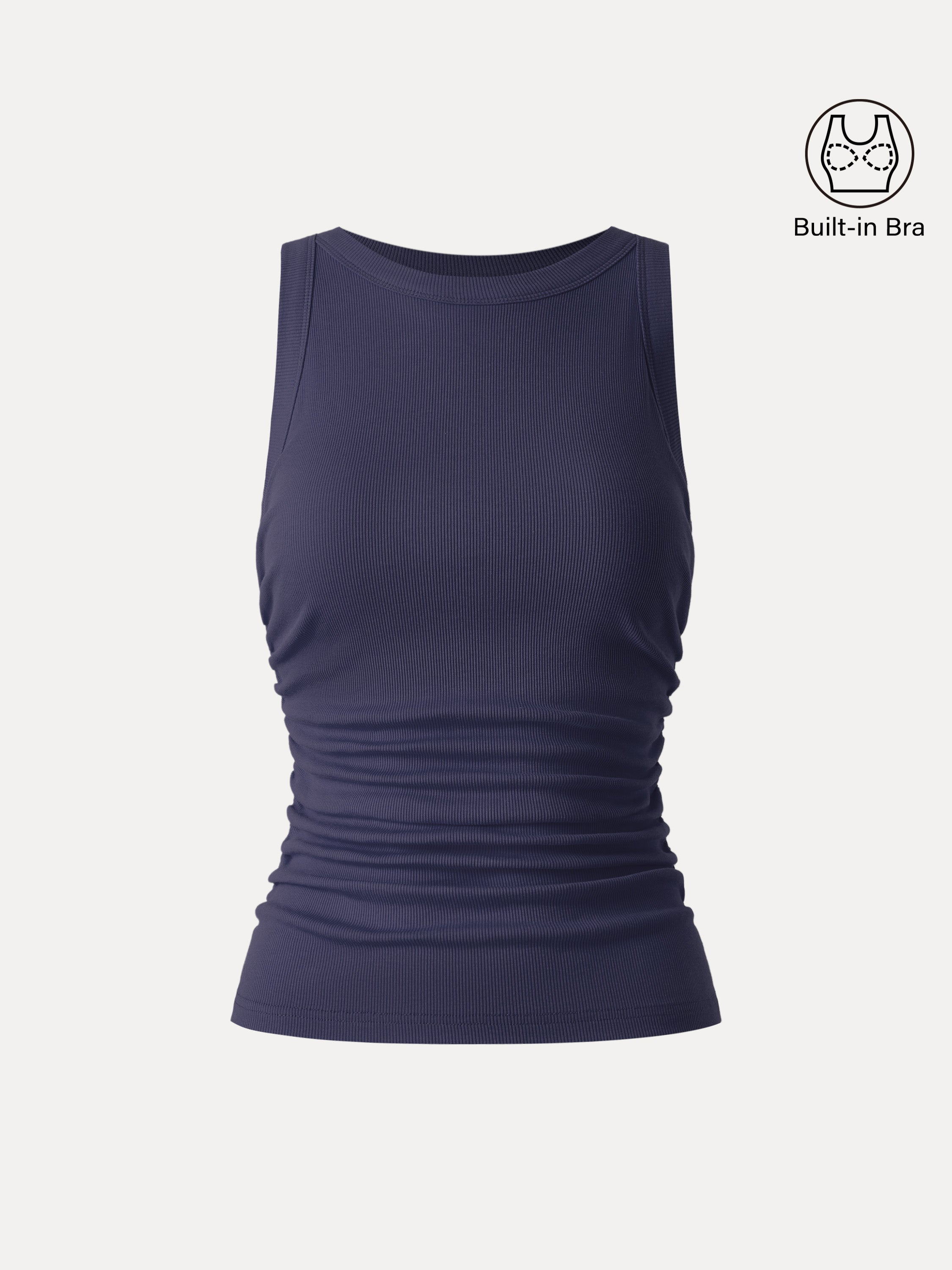 Crewneck Side Ruched Bra Tank