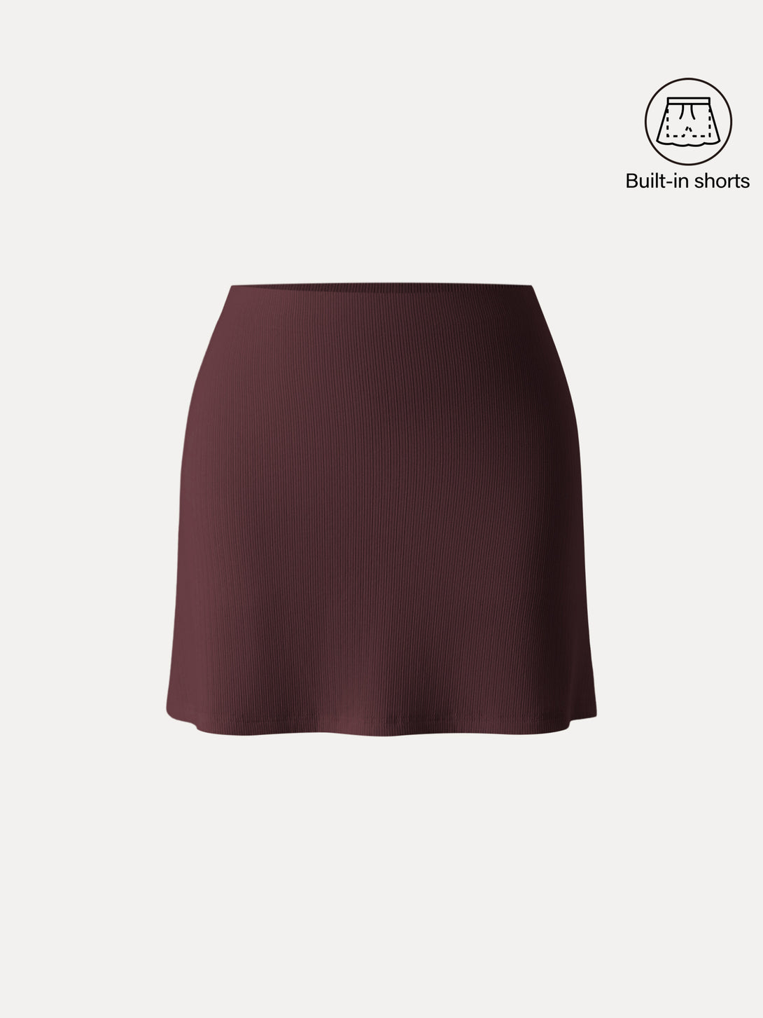 Stretch Cotton Pointelle A-line Mini Skirt with Built-in Shorts Wine XS