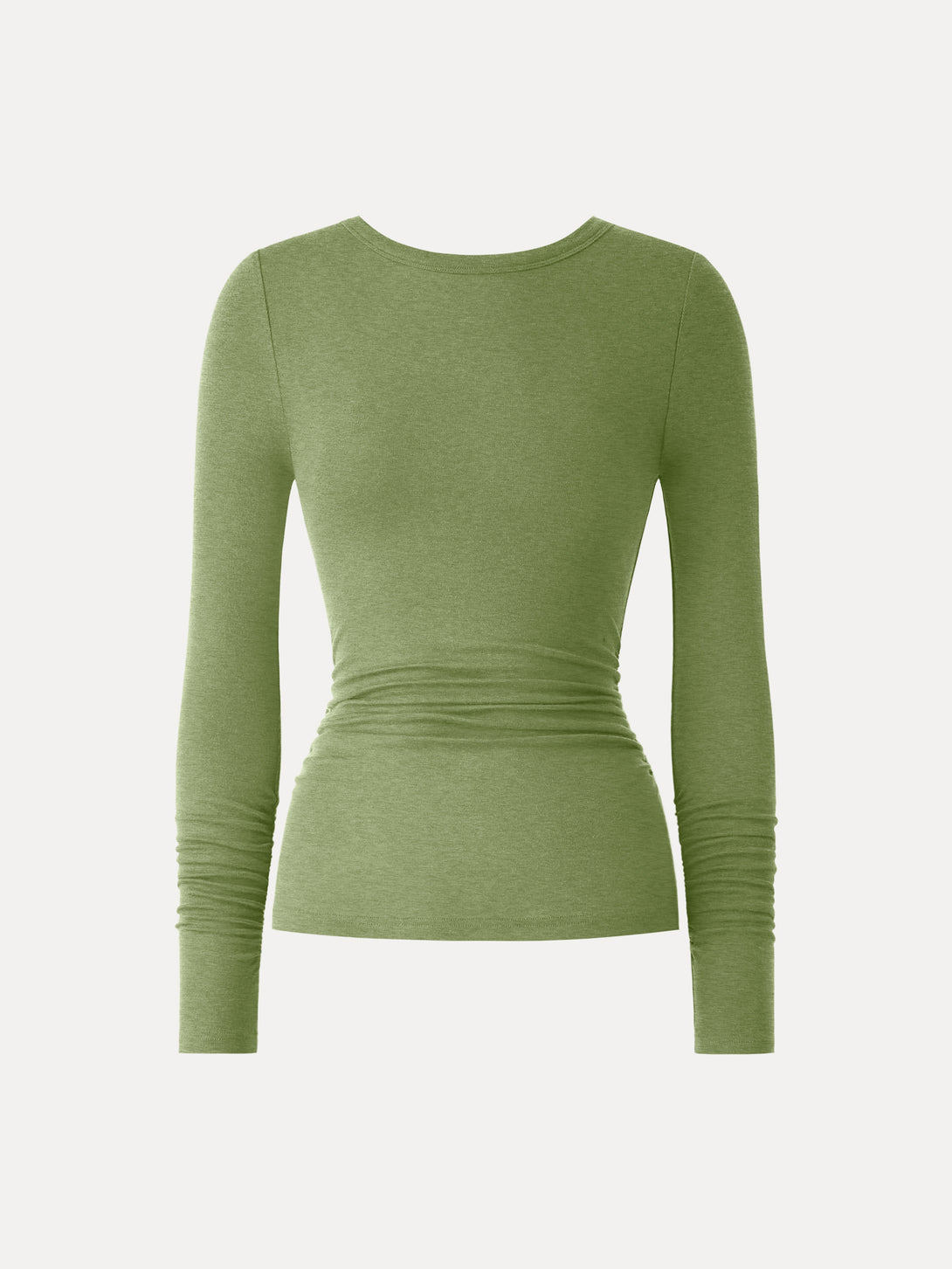 Lyocell Cashmere Ruched Sleeve Skimming Top Heather Light Peridot XS