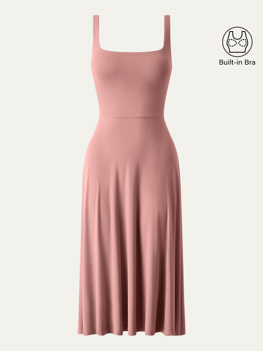 Square Neck Flowy New Airy Brami Midi Dress Sahara XS