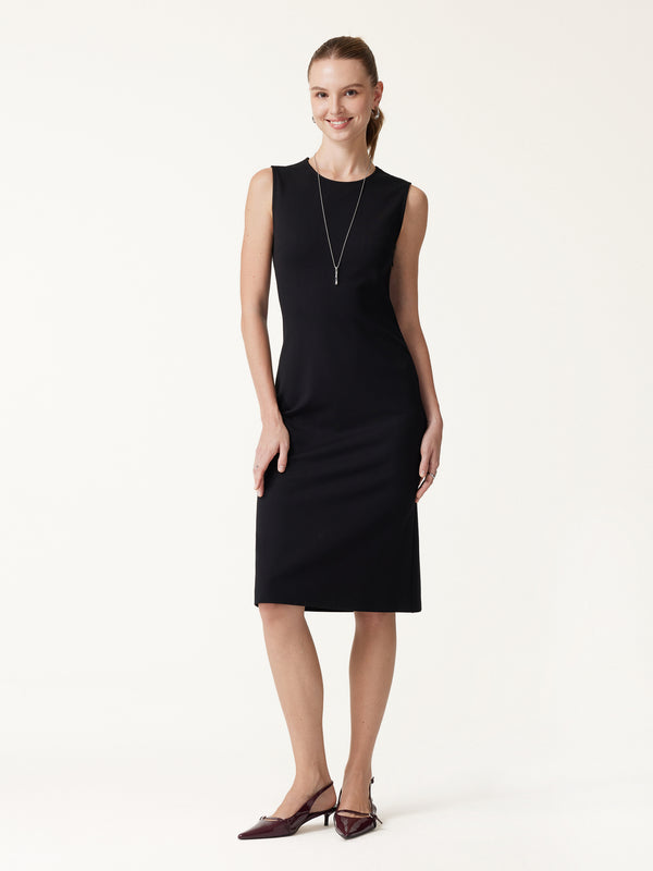 OGLmove Ponte Round Neck Column Midi Dress