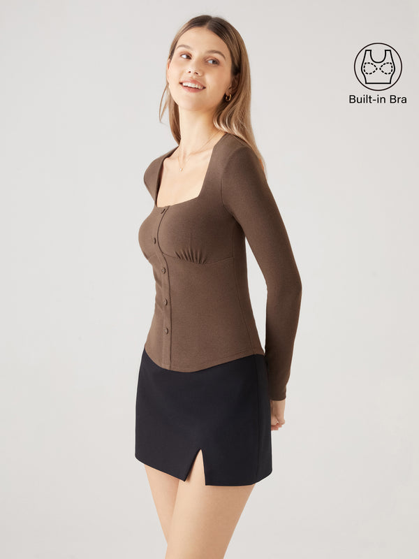 Square Neck Placket Brami Top