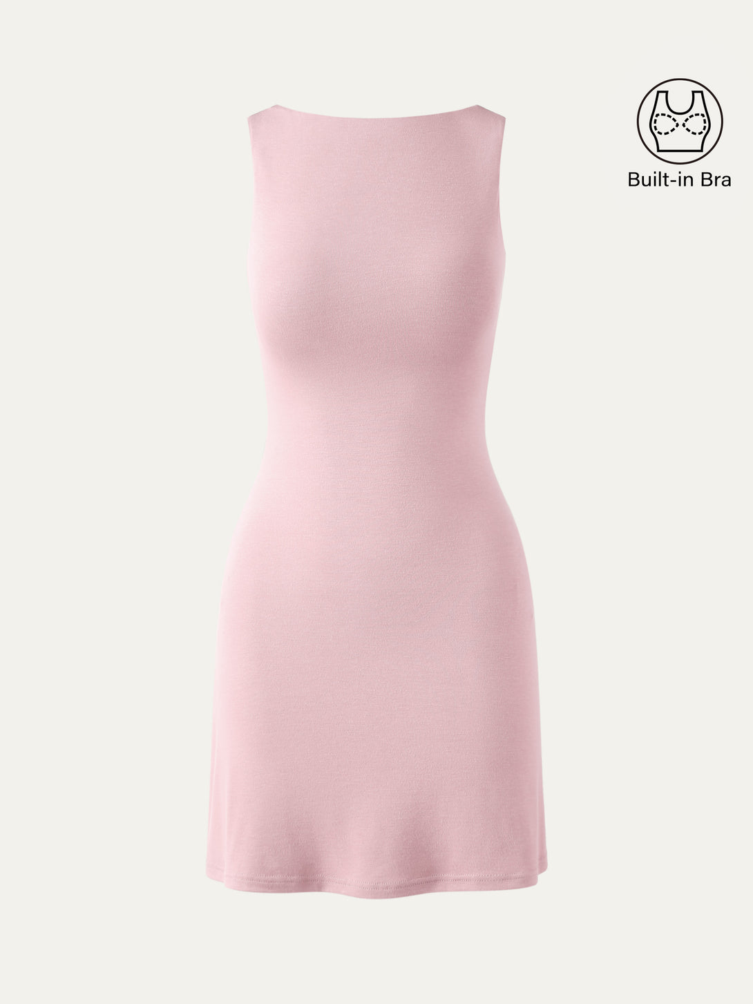 Casual Elegant Chic Sexy Open Back Solid Going Out Regular Fit Light Pink/M Mini Dresses Sleeveless Boat Neck Women Dresses OGLmove