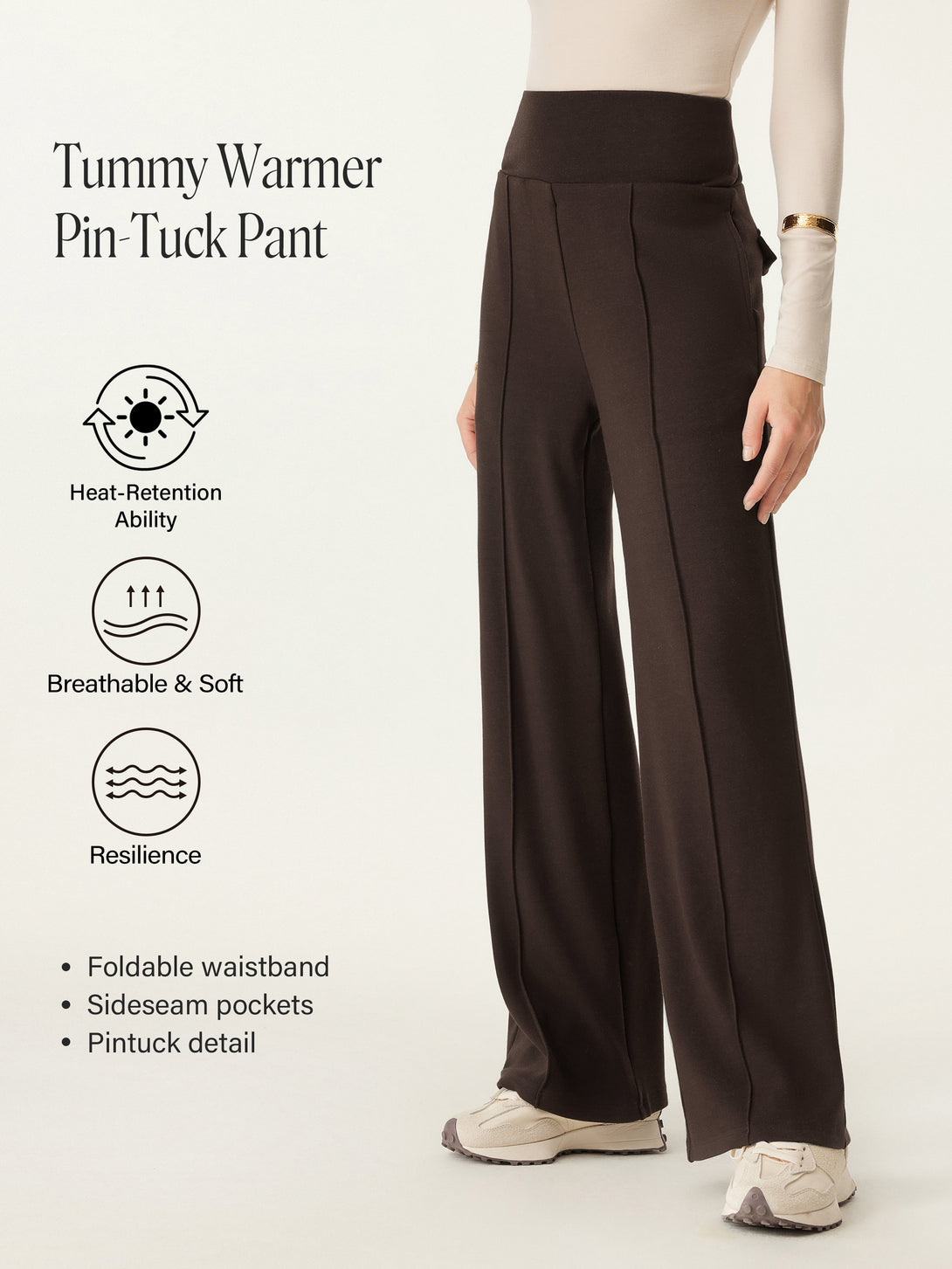 Tummy Warmer Pin-Tuck Pant