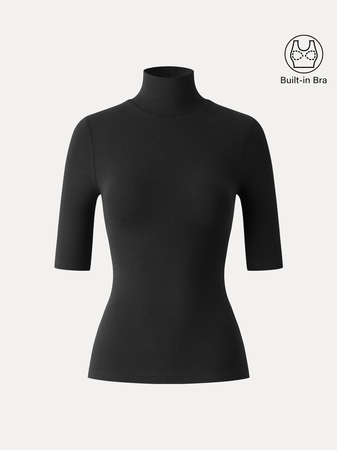 Essential Turtleneck Elbow Length Sleeve Brami Black XS