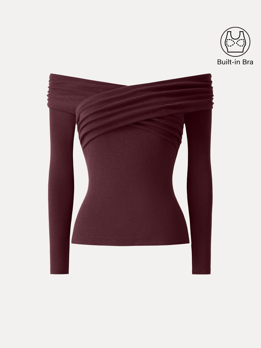 Light Warm Criss Cross Off-Shoulder Brami Top Ruby XS