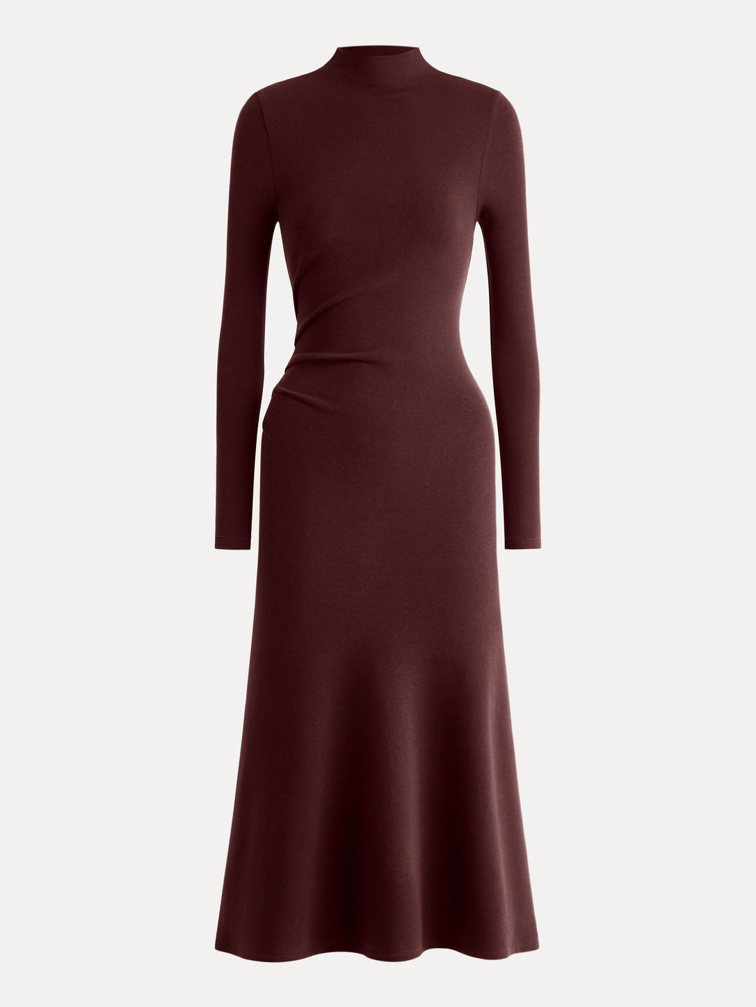 ProWarm Long Sleeves Mockneck Tucks Midi Dress