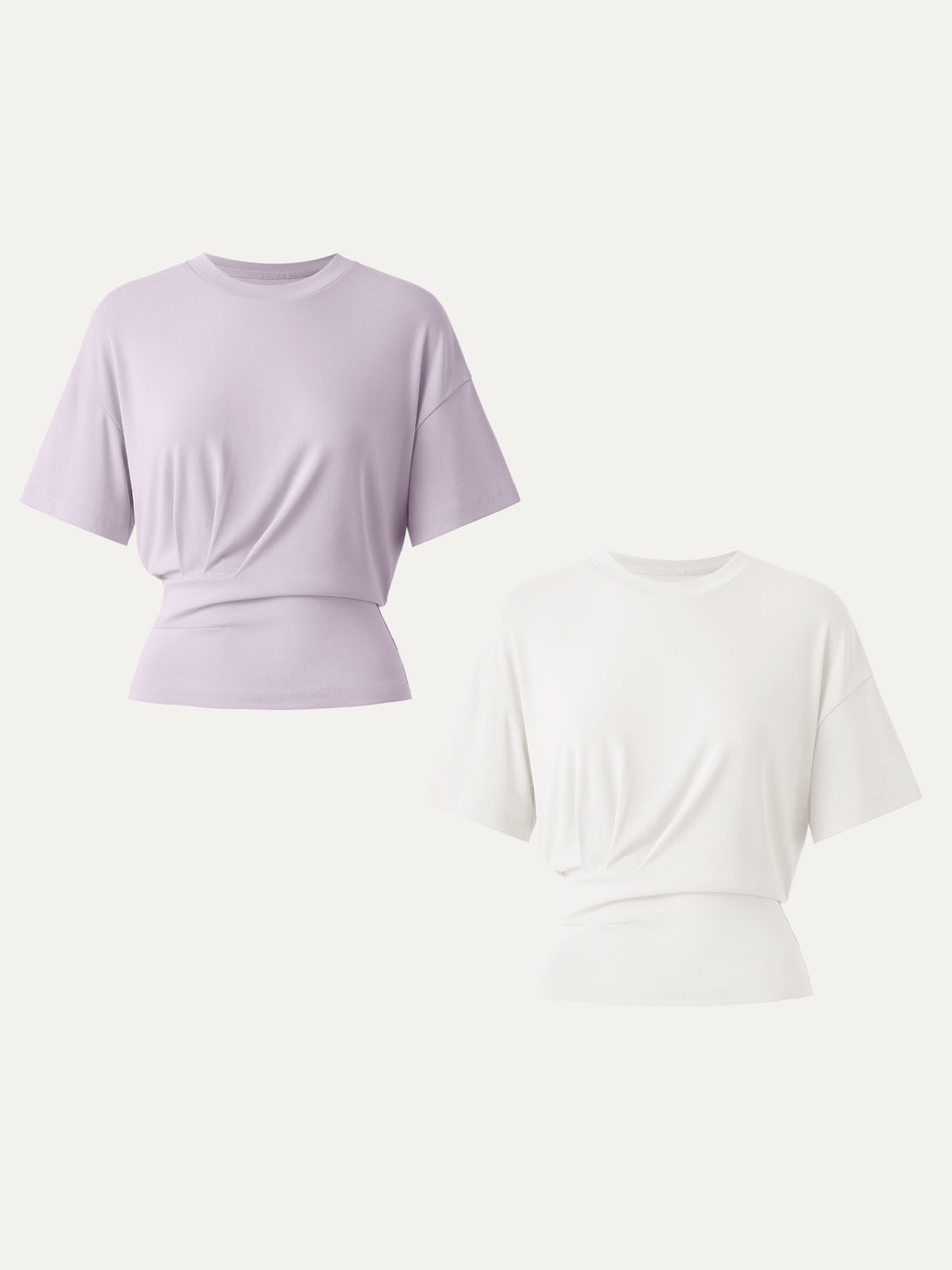 2Pcs Set Sandwashed Crewneck Short Sleeve Tucked Tee