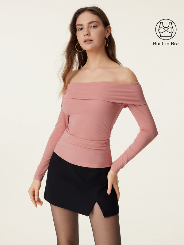 Ruched Off The Shoulder Lightweight Brami Top