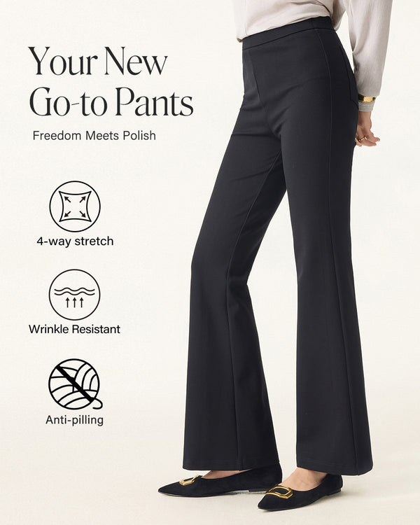 Slimming Ponte High Rise Pull-on Flared Pants