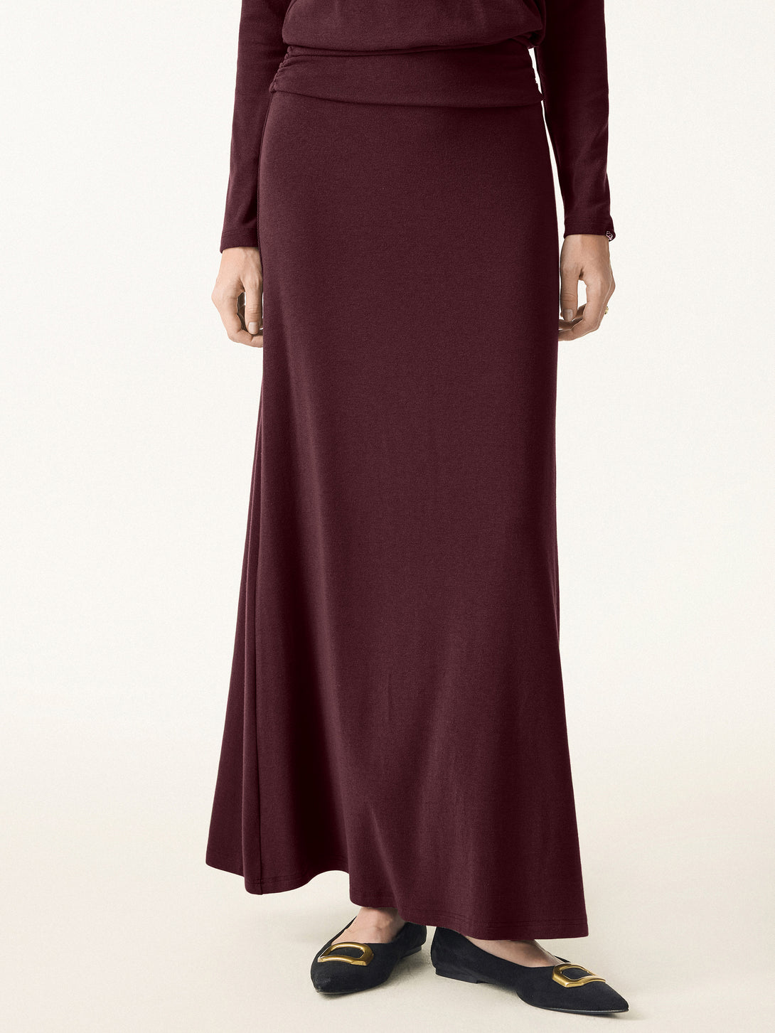 Light Warm Pull-on Circle Flared Maxi Skirt Ruby XS