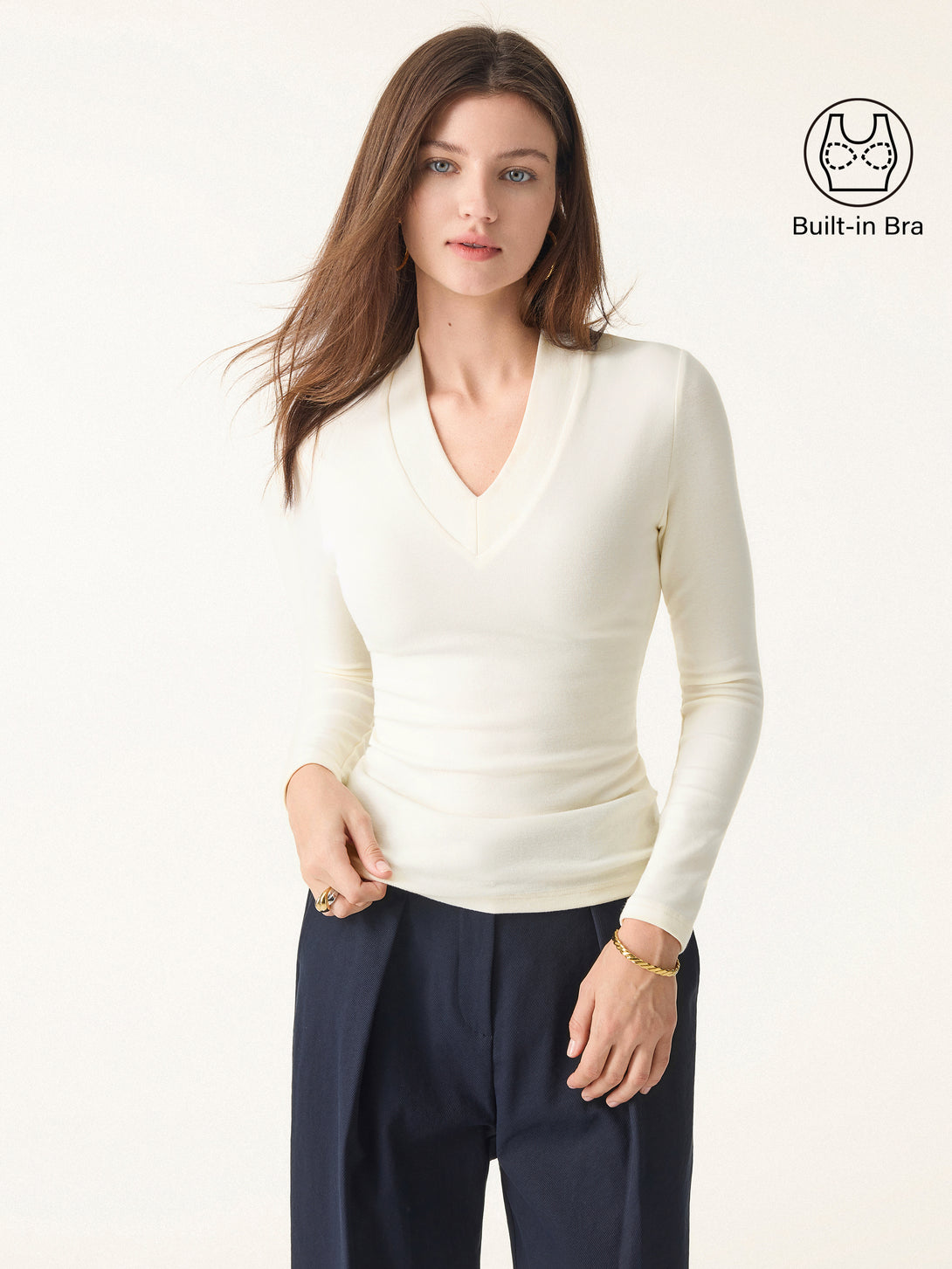 Essential V-neck Wide Binding Slimming Brami Top