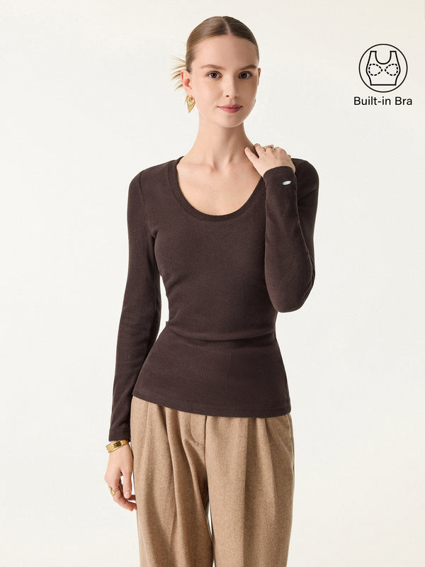 MaxWarm Round Neck Long Sleeve Brami Espresso Shut M
